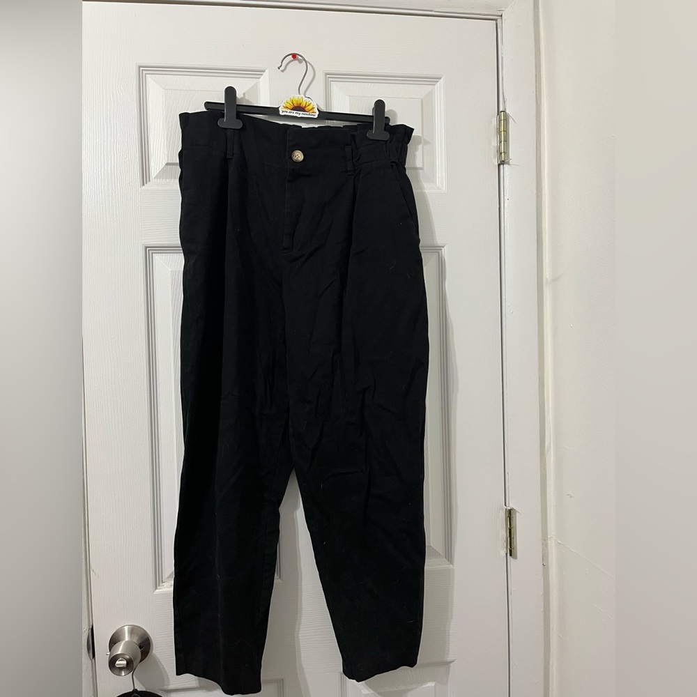 Zara Black Pleated Baggy Trousers